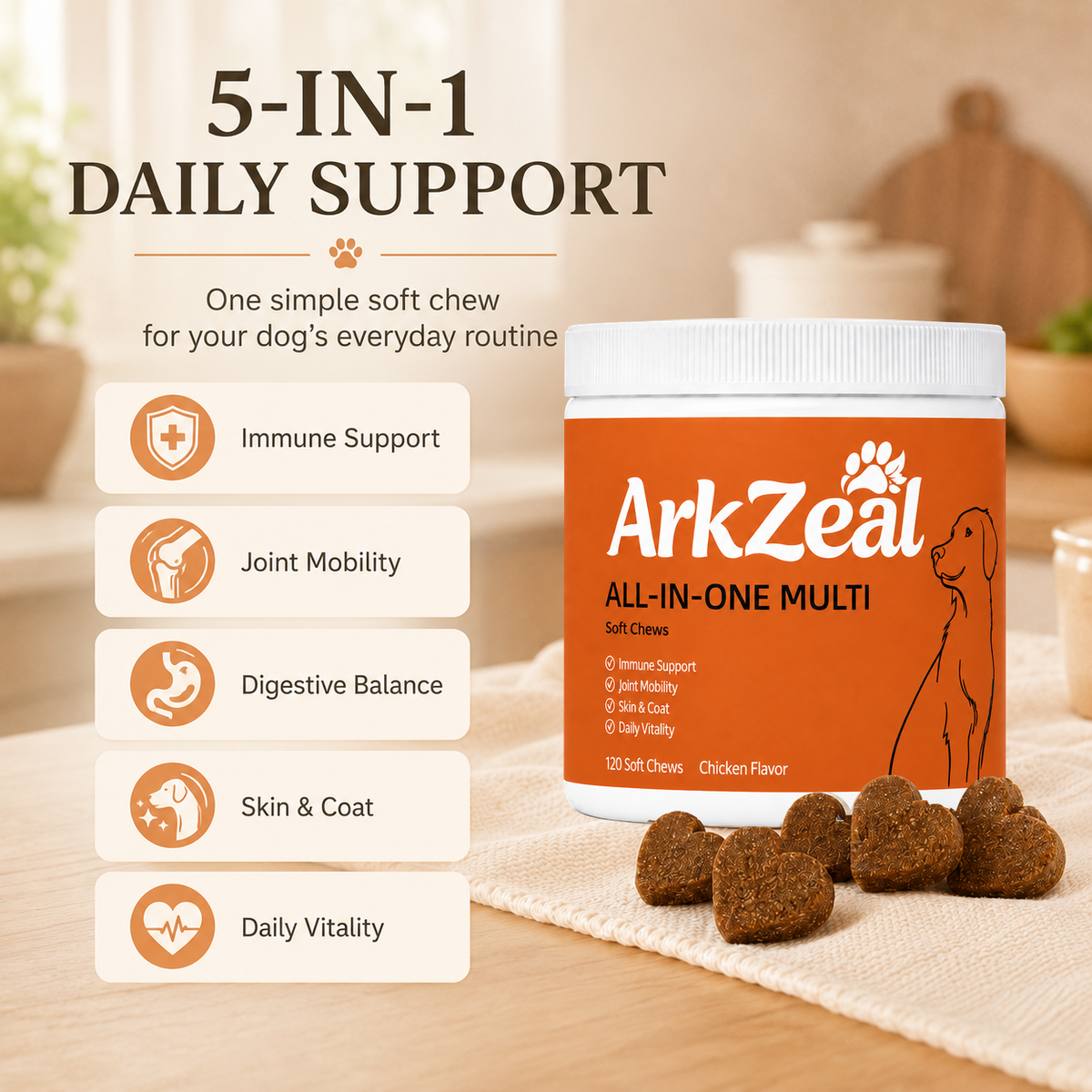 ArkZeal Daily Wellness Multivitamin Chews for Dogs